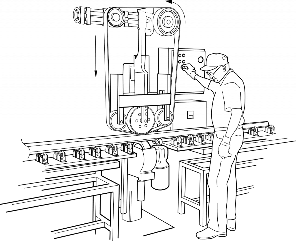 A sketch of a manufacturing worker on a production line