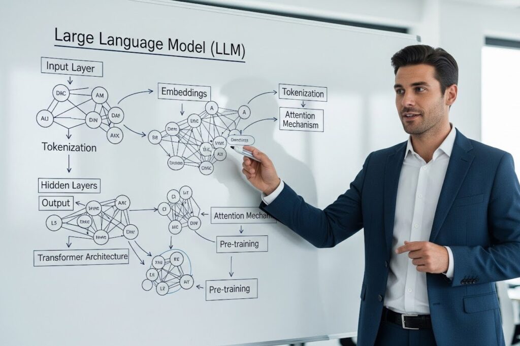 Illustration of AI language model translation