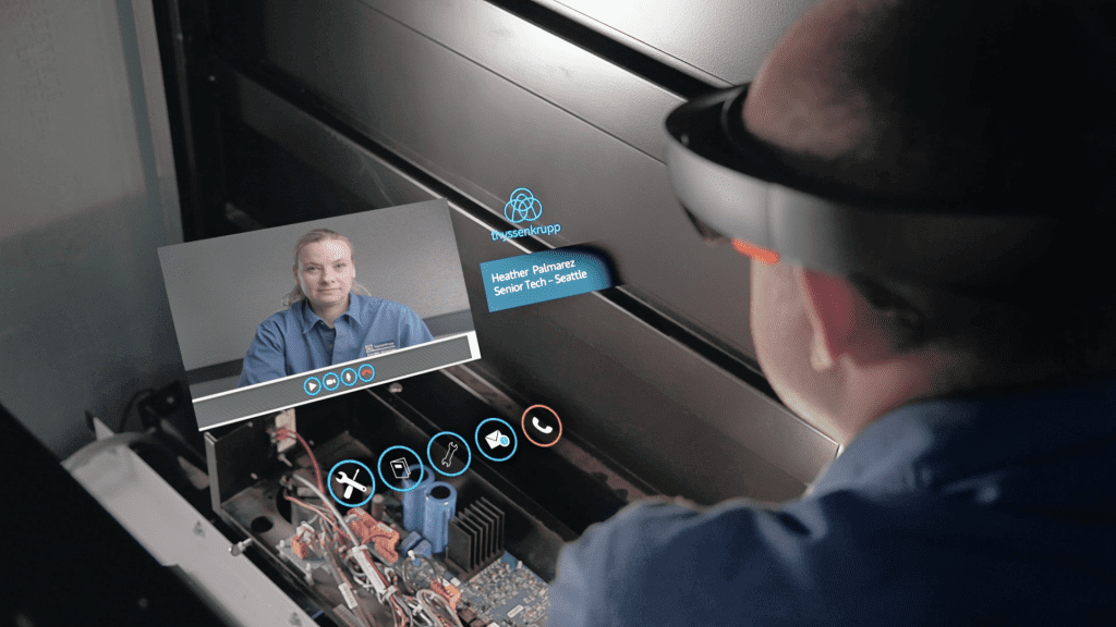 Person using augmented reality to bridge the manufacturing skills gap