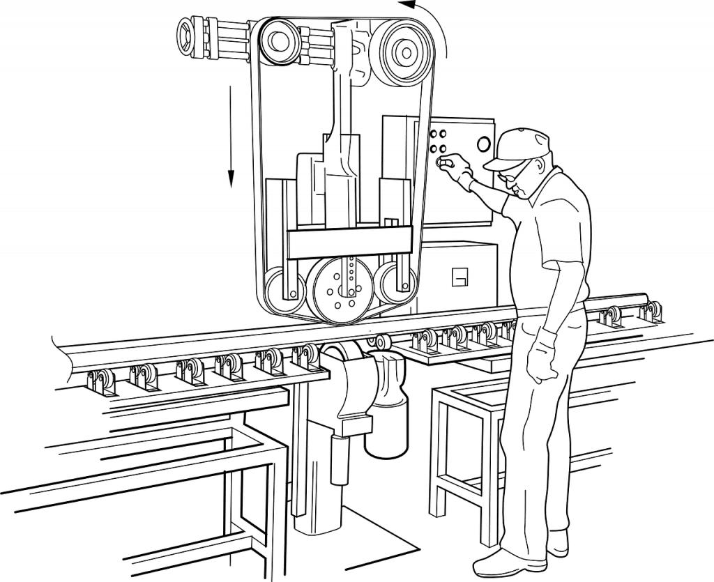 A sketch of a manufacturing worker in a cross-training guide book